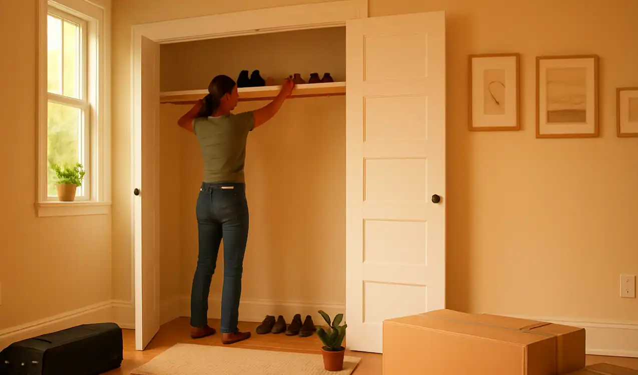 Auction property interior showing fixtures and fittings left after sale completion