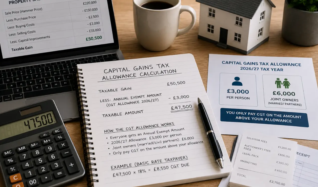 Working out capital gains tax allowance on a property sale