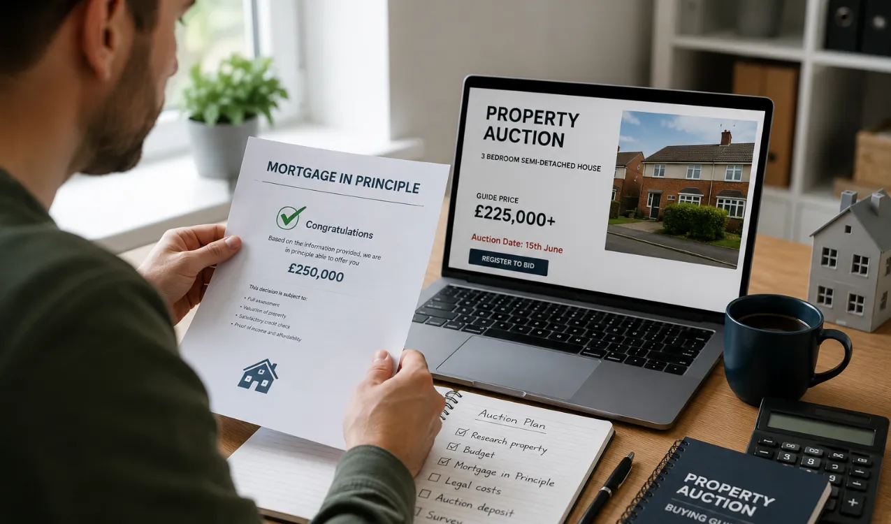 mortgage in principle before bidding — solicitor reviewing auction legal pack to identify property issues that affect mortgage eligibility