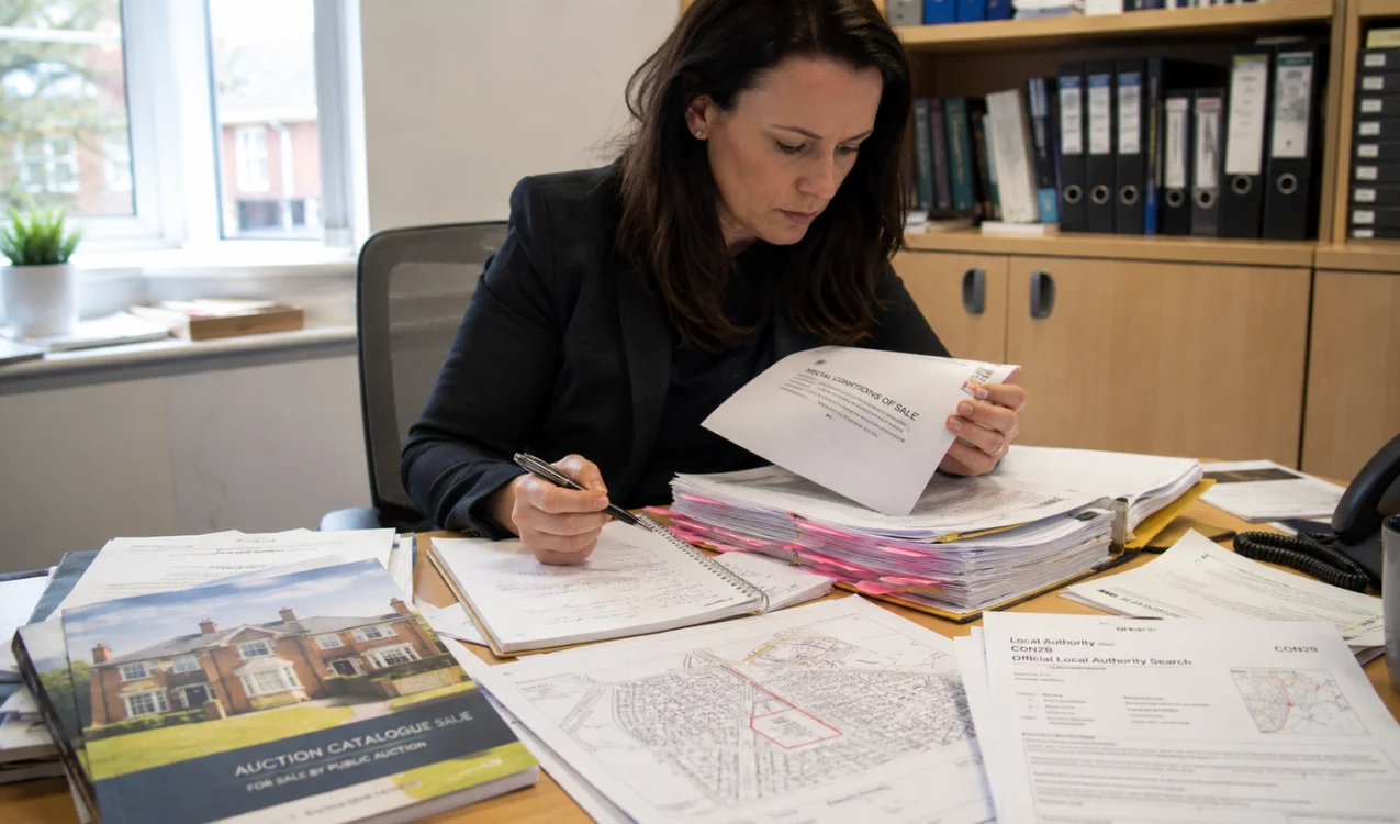 Solicitor carrying out an auction legal pack review before a property auction