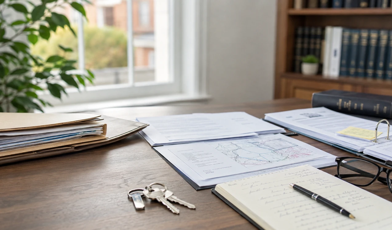 Solicitor reviewing legal pack for a repossessed property at auction